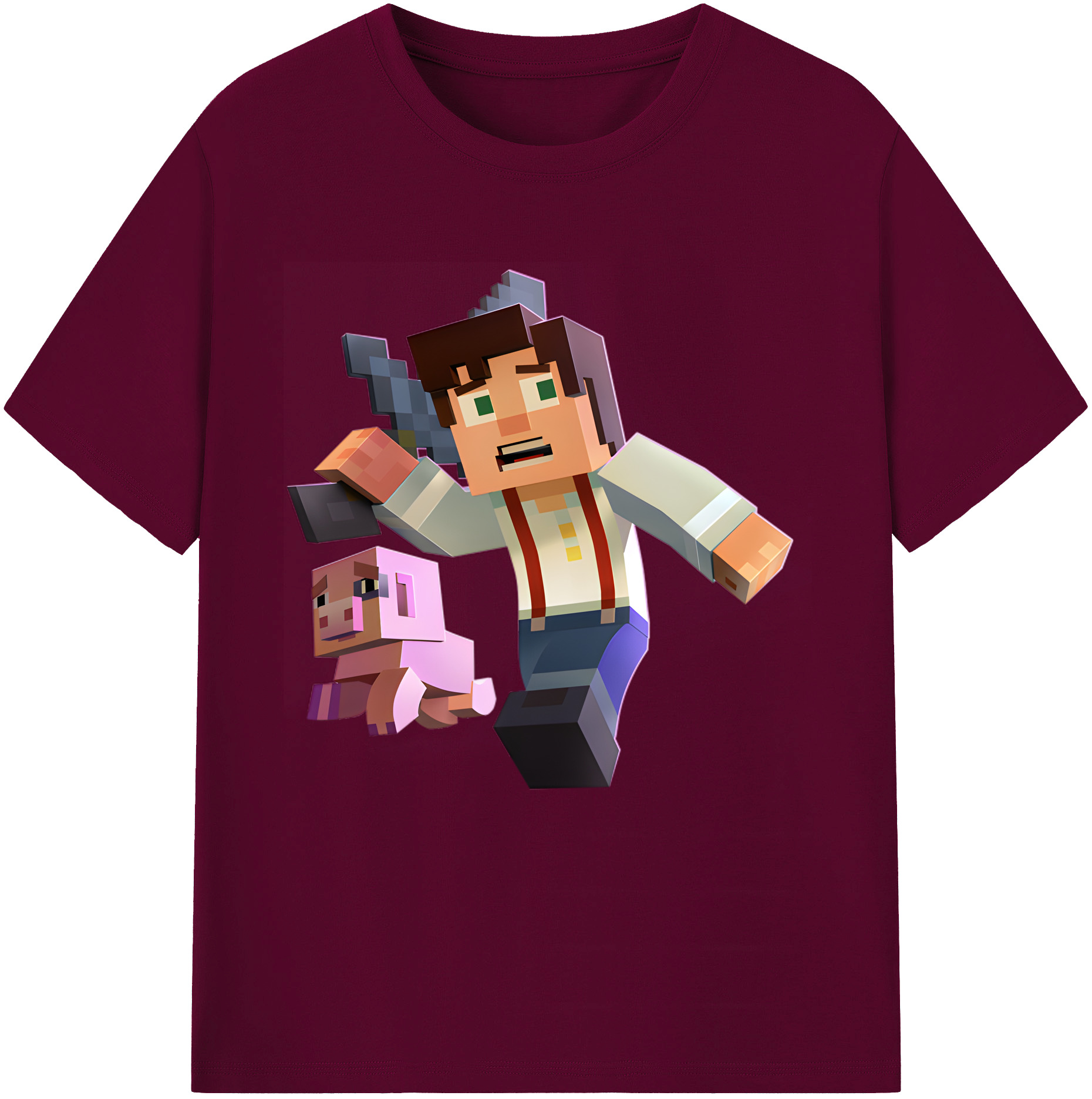 （画像用） マインクラフト ブロックの世界 Minecraft MC Block world レディースカジュアルプリントTシャツ（綿100％）